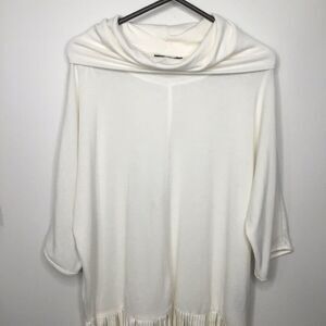 Terre Bleue Women’s  Fringe Cowl Neck Dolman Sweater Jumbo Style Size M